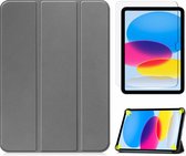 Tablethoes en Screenprotector geschikt voor Apple iPad 10 10.9 (2022) - Tri-fold hoes met Auto/Wake functie en Magnetische sluiting - Grijs