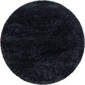 Flycarpets Nox Vloerkleed Rond - Zwart - Hoogpolig - 160x160 cm