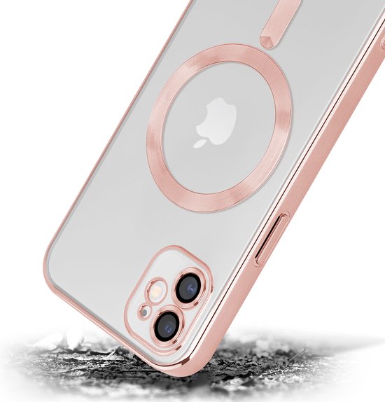 Vansdon Magnetische beschermhoes voor iPhone 15 met 1 gehard glas, compatibel met MagSafe, valbescherming van militaire kwaliteit, mat, transparant, dun, schokbestendig, felroze