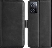 Oppo A57 - A57s - A77 Hoesje - MobyDefend Luxe Wallet Book Case (Sluiting Zijkant) - Zwart - GSM Hoesje - Telefoonhoesje Geschikt Voor Oppo A57 - A57s - A77