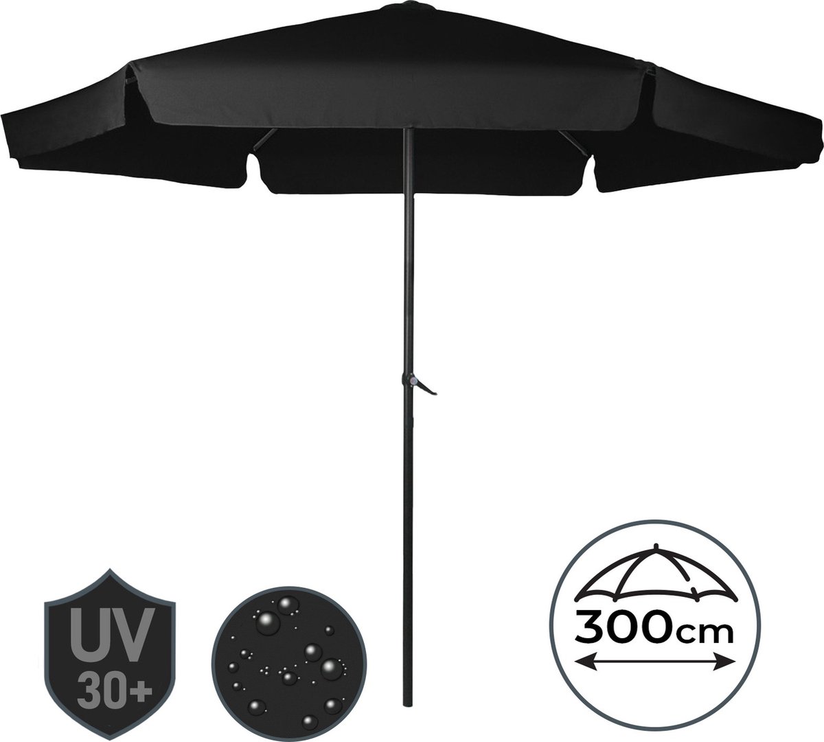 MIADOMODO Parasol, zonnescherm, zwart, 300 cm