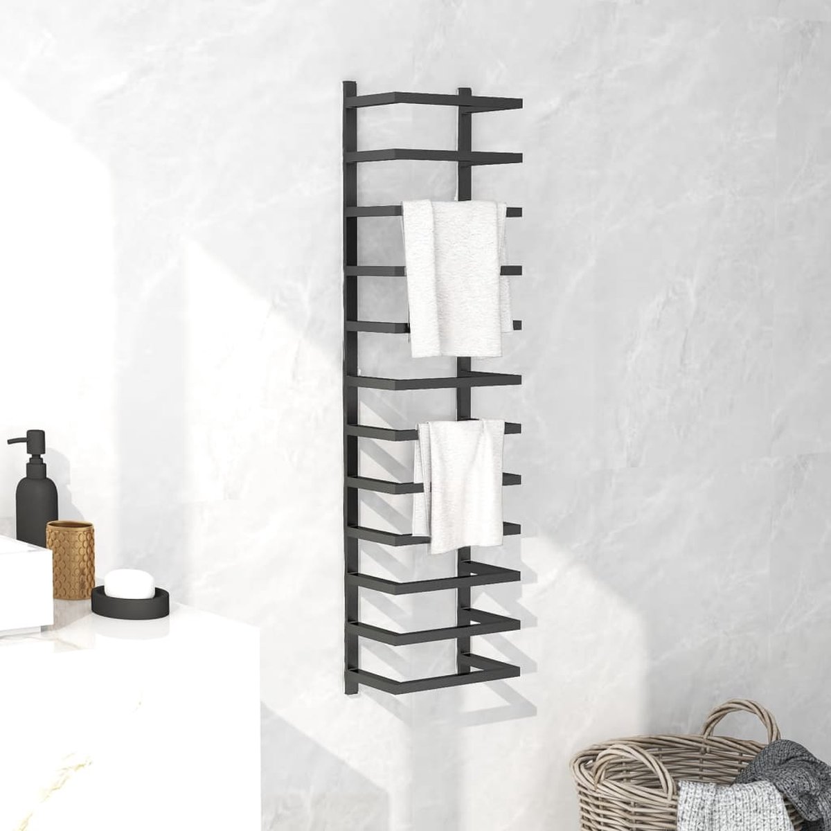 Prolenta Premium - Handdoekenrek 24x12x96 cm staal zwart