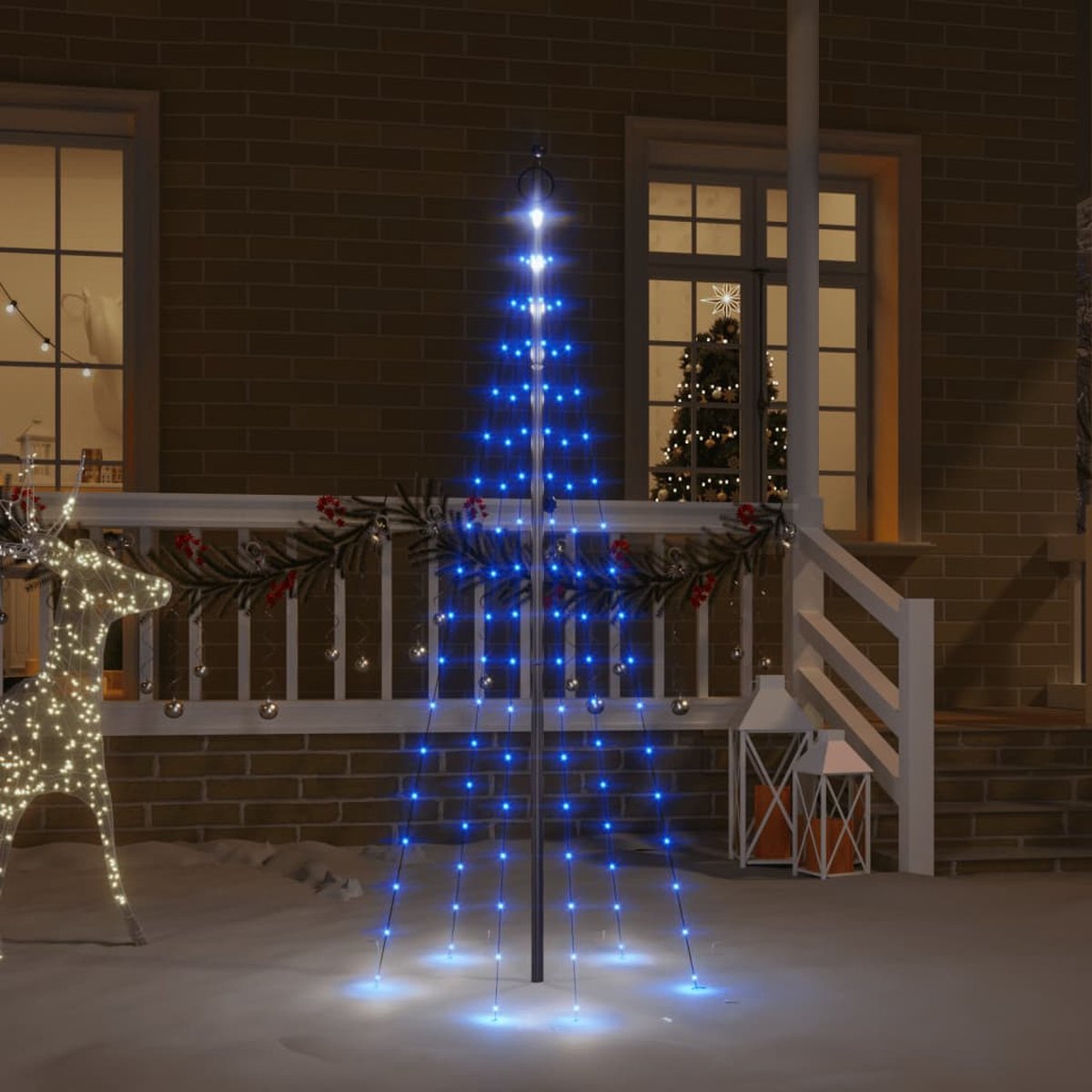 Prolenta Premium - Vlaggenmast kerstboom 108 LED's blauw 180 cm