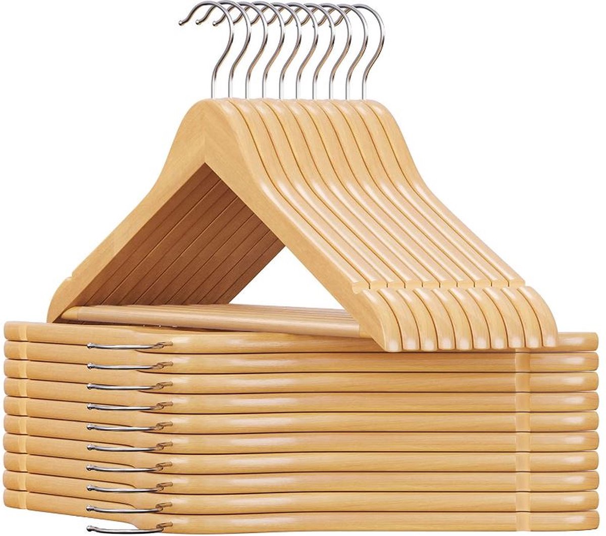 MIRA Home - Kleerhangers - Kledinghangers Set van 20 - Bruin - Hout - 44.5x1.2x23