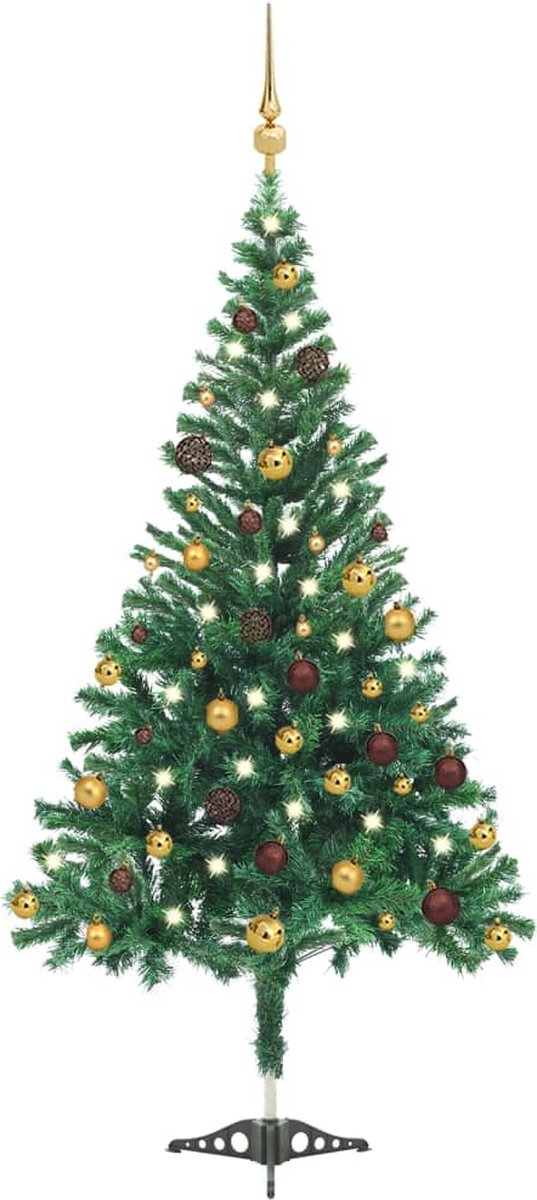 Prolenta Premium - Kunstkerstboom met LED's en kerstballen 910 takken 210 cm
