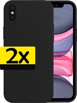 Hoesje Geschikt voor iPhone Xs Hoesje Siliconen Case - Hoes Geschikt voor iPhone Xs Hoes Siliconen - Zwart - 2 Stuks