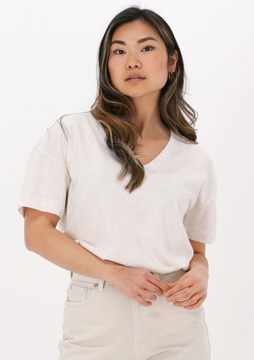 Simple Jersey Top Tops & T-shirts Dames - Shirt - Zand - Maat XS