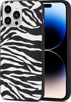 Mobigear Hoesje geschikt voor Apple iPhone 14 Pro Telefoonhoesje Flexibel TPU | Mobigear Safari Backcover | iPhone 14 Pro Case | Back Cover - Zebra