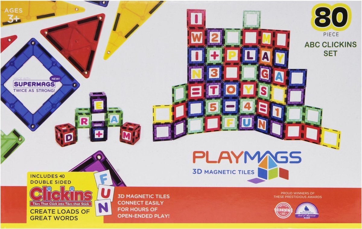 Playmags carrelages Magnétiques 3D - Nieuwe Pack Combo de 80 Pièces (30  Pièces + 50