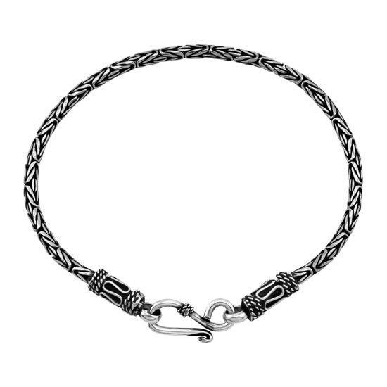 Zilveren armband vrouw | Zilveren armband, gevlochten patroon met bijzondere sluiting