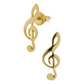 Zilveren oorbellen | Oorstekers | Gold plated oorstekers, muzieknoot