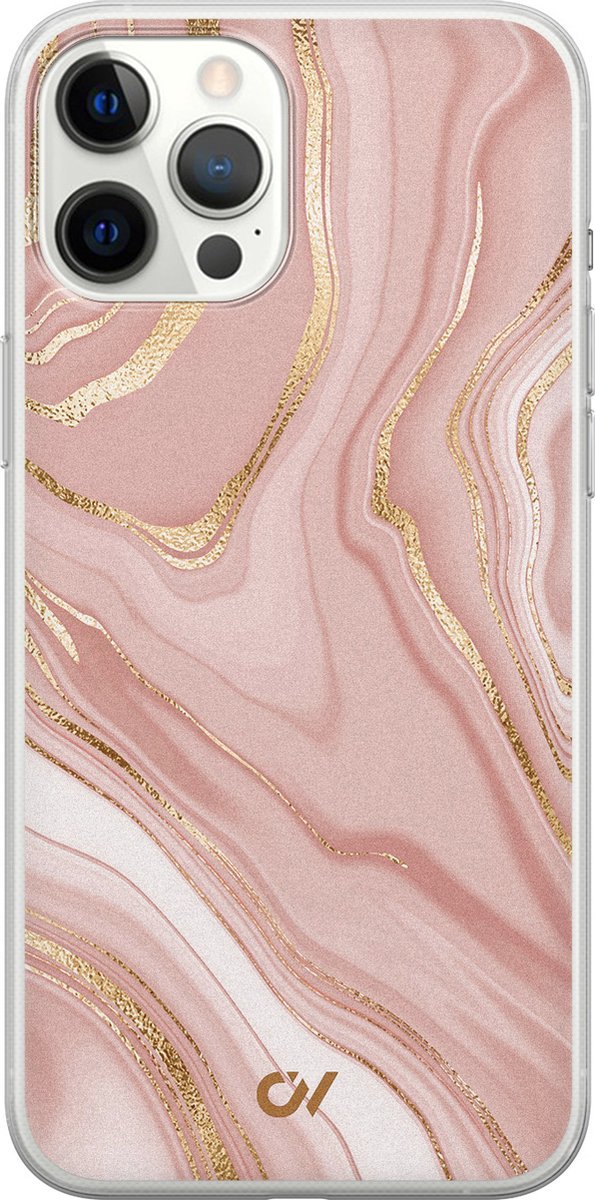 Hoesje geschikt voor Apple iPhone 12 Pro Max - Rose Marble - - Roze - Apple - Casevibes
