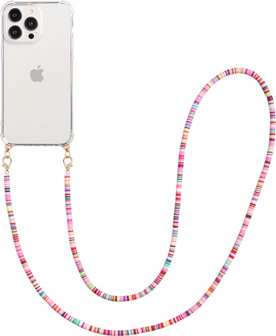 Casies Apple iPhone 11 hoesje met koord - Kleurrijke kralen ketting - long size - Cord Case Candy Beads