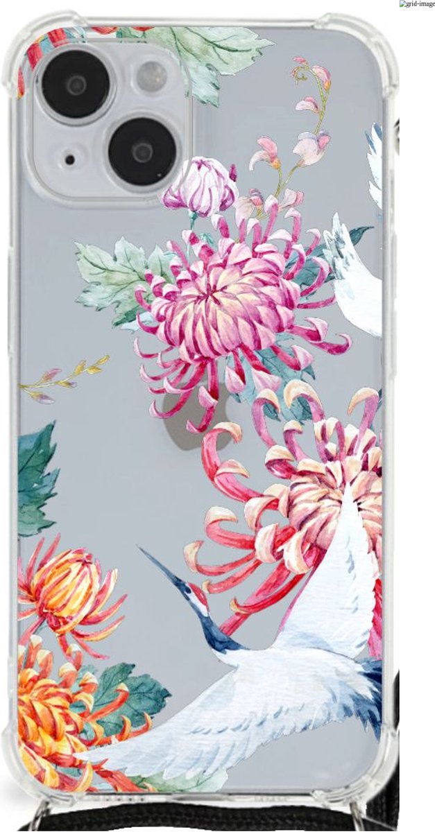 iPhone 14 Plus Case Anti-shock Bird Flowers