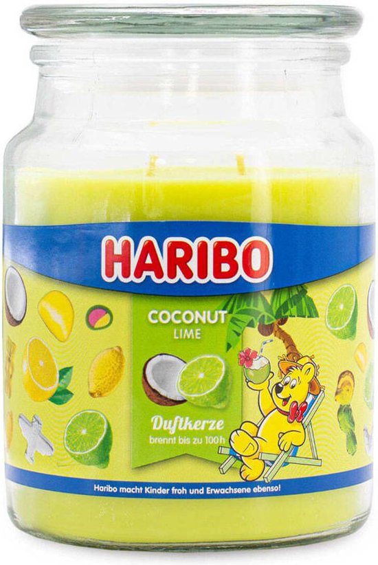 Haribo - Coconut Lime - bougie parfumée 510 grammes dans un grand pot