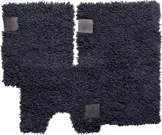 Wicotex - Badmat set - Badmat -Toiletmat - Bidetmat Pure Excellent Antraciet - Antislip onderkant - WC mat met uitsparing