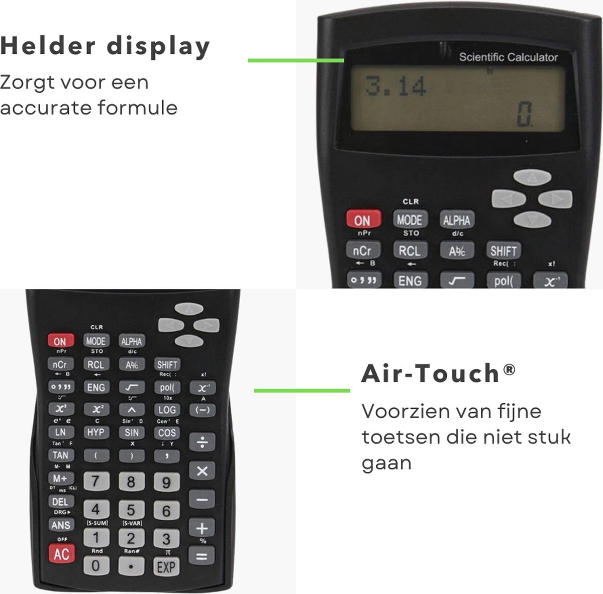 ROATEE Wetenschappelijke rekenmachines, schoolbenodigdheden, 401 functies, 2-lijns display met schuifdeksel, zonne-energie Dual Power Kawaii voor middelbare scholieren en leraren, stofbestendig en