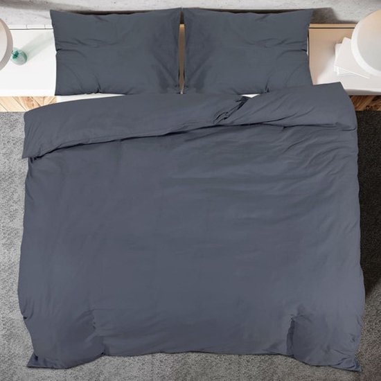 vidaXL - Dekbedovertrekset - lichtgewicht - 200x200 - cm - microvezel - antraciet van Vidaxl — afbeelding 4