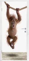 Sticker pour porte Singe - Animaux - Enfants - Orang Outan - Garçons - Filles - 95x235 cm - Affiche de porte