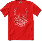 Geometrisch hert - T-Shirt - Heren - Rood - Maat XXL