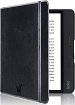 Hoes geschikt voor Kobo Libra H20 H2O - Book Case Premium Sleep Cover Leer Hoesje met Auto/Wake Functie - Zwart