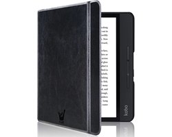 Hoes geschikt voor Kobo Libra H20 H2O - Book Case Premium Sleep Cover Kunstleer Hoesje met Auto/Wake Functie - Zwart