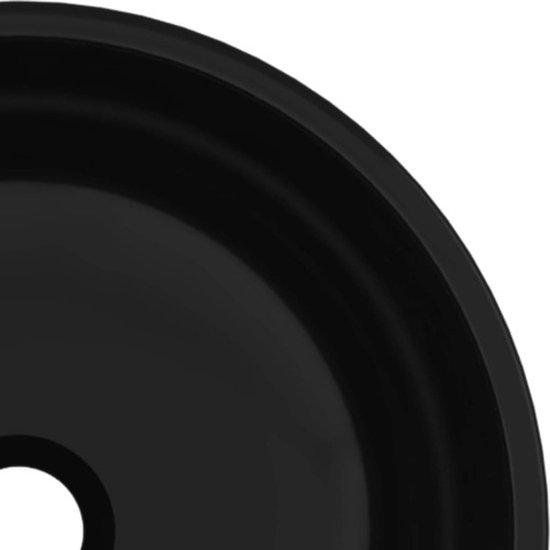 Lavabo noir en verre trempé, détail du bord.