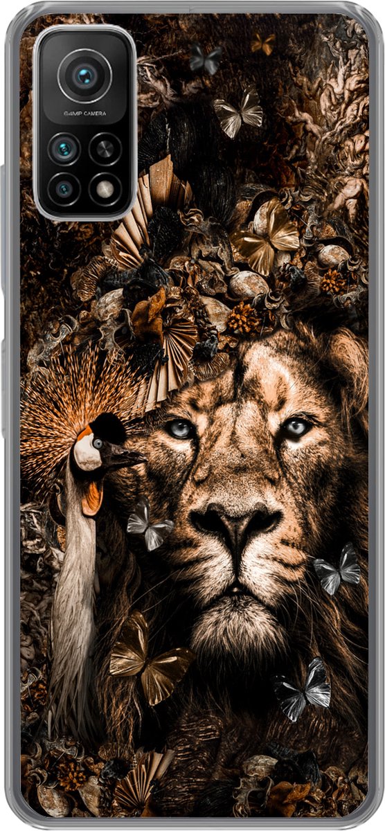 Telefoonhoesje Geschikt voor Xiaomi Mi 10T 5G hoesje - Dieren - Collage - Vlinder - Siliconen Telefoonhoesje Telefoonhoesje