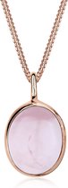 Elli Ladies Necklace pendentif ovale pour femme avec quartz rose en argent sterling 925 plaqué or rose