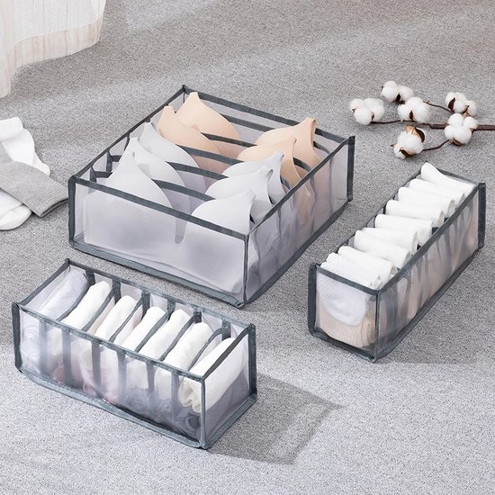 Organisateur de Tiroir – 7 Compartiments Groot – 36 x 25 x 20 cm – Grijs