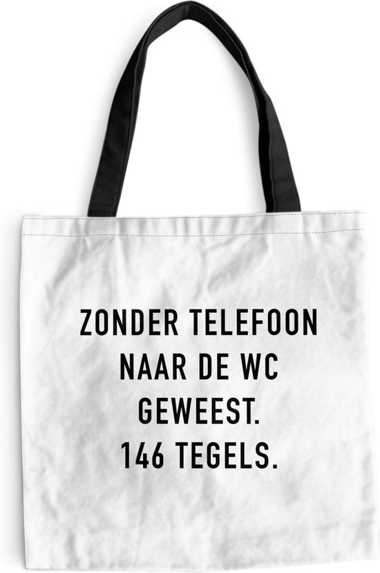 Sac à bandoulière - Sac de plage - Shopper Proverbes - Citations - Je suis allé aux toilettes sans téléphone. 146 tuiles. - Salle de bain - carrelages - 45x45 cm - Sac en coton