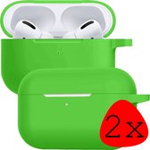 Case Geschikt voor Airpods Pro Hoesje Siliconen Hoes Cover - Hoes Geschikt voor Apple Airpods Pro Case Siliconen - Groen - 2 Stuks
