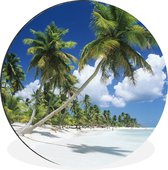 WallCircle - Wandcirkel - Muurcirkel - Felle zon op strand in Dominicaanse Republiek - Aluminium - Dibond - ⌀ 90 cm - Binnen en Buiten