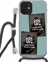 Gepersonaliseerd - Case Company® - Hoesje met koord geschikt voor iPhone 12 mini hoesje met Koord - Polaroid Zwart - Telefoonhoesje met Zwart Koord - Extra Bescherming aan alle Kanten en Over de Schermrand