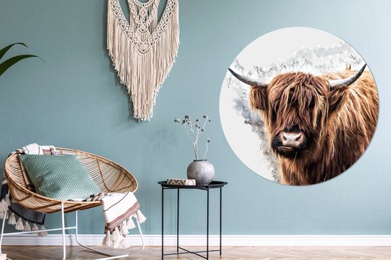 Cercle mural - Aluminium - Scottish Highlander - Fumée - Zwart - ⌀ 120 cm XXL