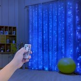 BERKATMARKT - Yizhet Led-lichtsnoer, 3 x 3 m, 300 leds, 8 verlichtingsmodi, afstandsbediening, timer, kerstdecoratie, raam, bruiloft, tuin, slaapkamer (waterdicht IP65, blauw) [Energieklasse A+++]