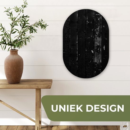 Wall Oval - Wall Oval - Décoration murale Plastique - Peinture Ovale - Zwart - Wit - Structure - Design - 40x60 cm - Forme Miroir Ovale sur Plastique