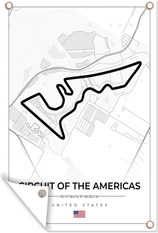 Tuindecoratie Amerika - Racebaan - Formule 1 - Circuit of the Americas - Racing - Wit - 40x60 cm - Tuinposter - Tuindoek - Buitenposter