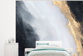 Behang - Fotobehang Abstract - Verf - Goud - Zwart - Marmer - Breedte 275 cm x hoogte 220 cm
