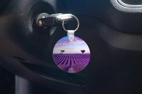 Porte-clés - Lavande - Nature - Violet - Arbres - Fleurs - Plastique - Rond - Distribution de cadeaux