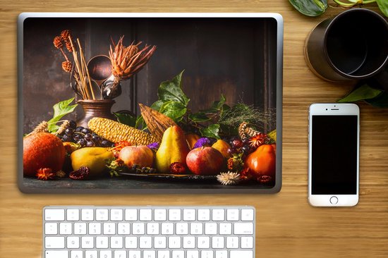 Autocollant pour ordinateur portable - 15,6 pouces - Légumes - Fruits - Rustique - Table - 36x27,5 cm - Autocollants pour ordinateur portable - Peau pour ordinateur portable - Couverture