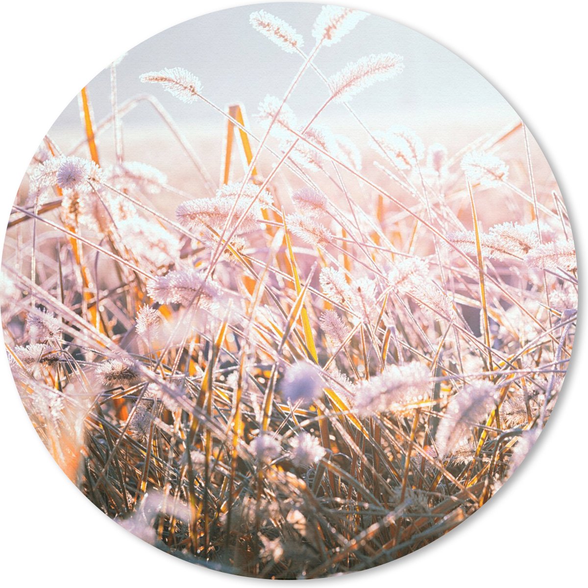 Muismat rond 30x30 cm - Mousepad Gras - Zon - Winter - Sneeuw - Ronde muismatten