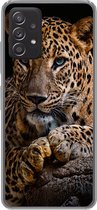 Geschikt voor Samsung Galaxy A53 5G hoesje - Wilde dieren - Panter - Portret - Zwart - Dieren - Siliconen Telefoonhoesje
