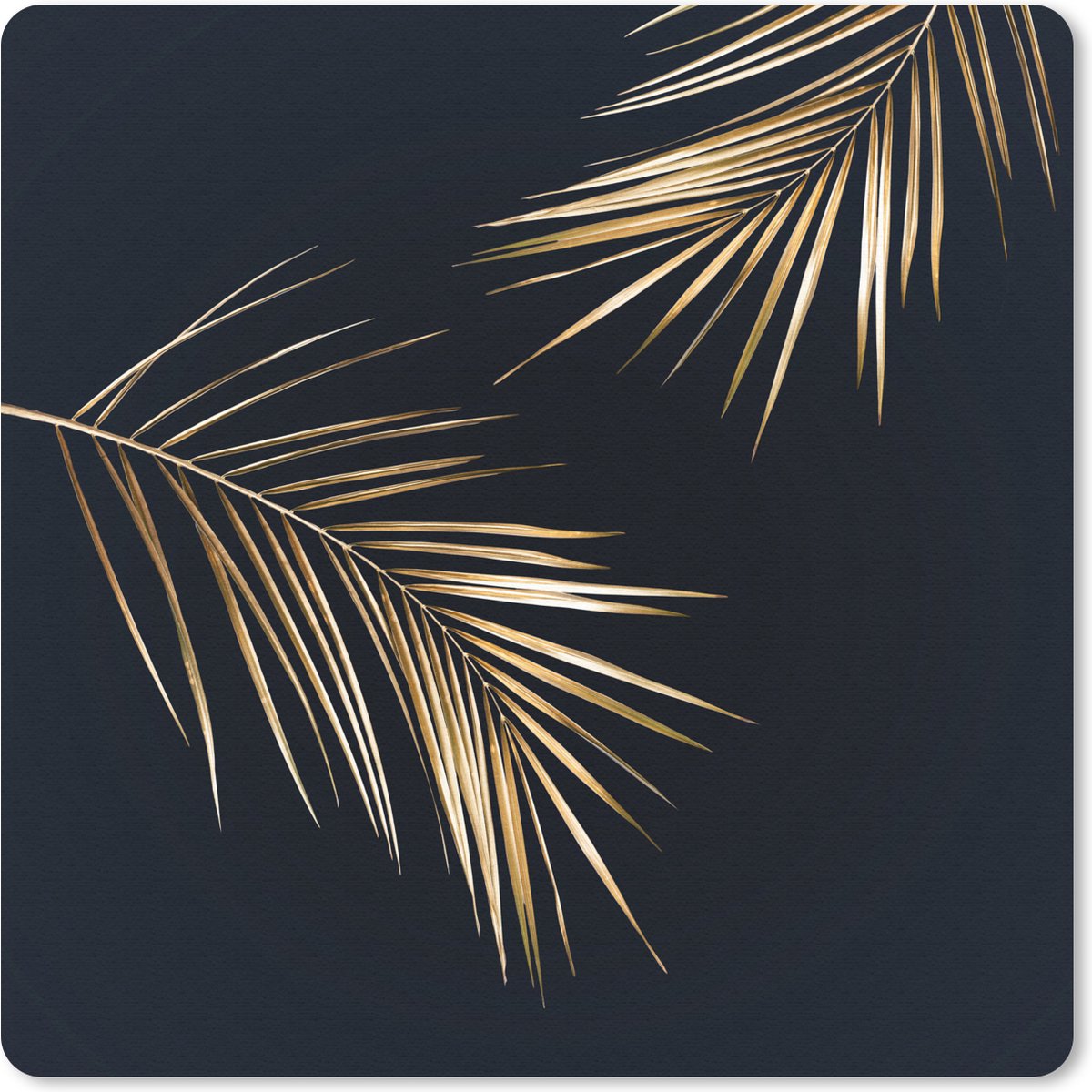 Muismat 30x30 cm - Mousepad Bladeren - Planten - Goud - Zwart - Luxe - Muismatten