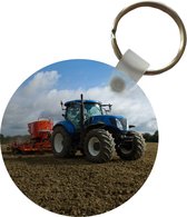 Sleutelhanger - Trekker - Blauw - Platteland - Wolken - Plastic - Rond - Uitdeelcadeautjes