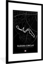 Fotolijst incl. Poster - F1 - Racing - Japan - Suzuka Circuit - Racebaan - Zwart - 80x120 cm - Posterlijst