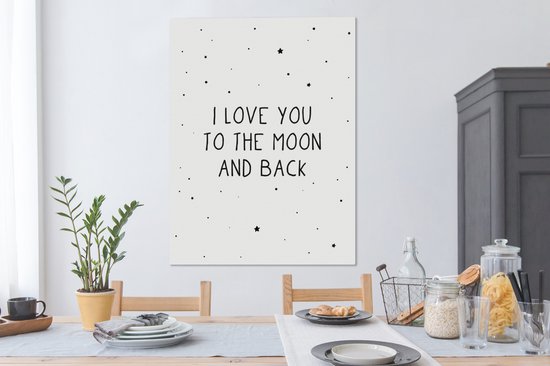 Toile Chambre d'enfant - Citations - Je t'aime jusqu'à la lune et dos - Bébé - Amour - Proverbes - Toile Chambre de bébé - 90x120 cm