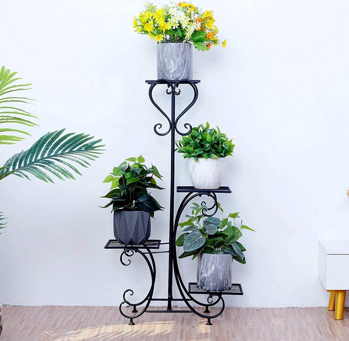 LooMar Plantenrek – Plantentafel – Plantenstandaard / Plantenhouder – Voor Binnen en Buiten – Ijzer - Zwart
