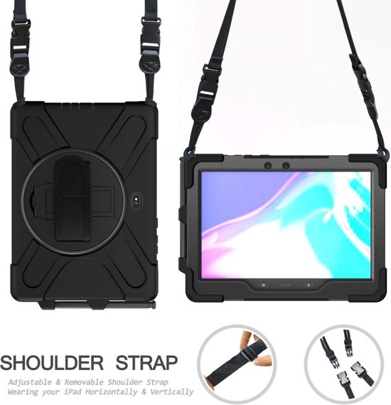 Coque Samsung Galaxy Tab Active4 Pro avec Béquille et Dragonne Zwart