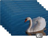 Set de Table - Napperons de Table en Plastique - Cygne - Water - Vogel - Wit - 45x30 cm - 6 pièces - Résistant à la Chaleur - Antidérapant - Coussinet - Amovible